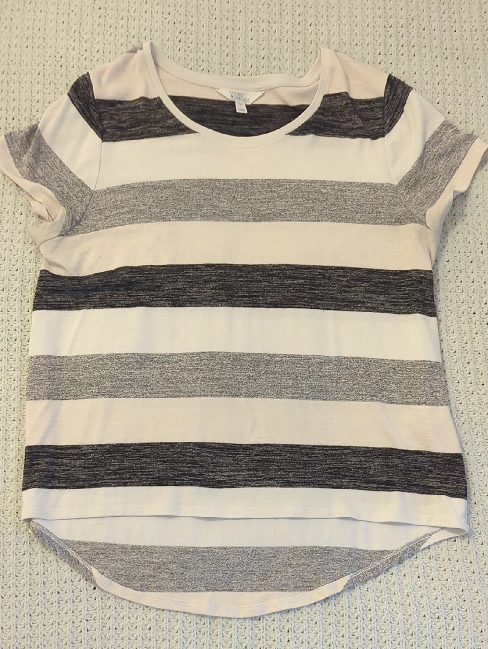 Striped Short Sleeve Tee in Cream and Black